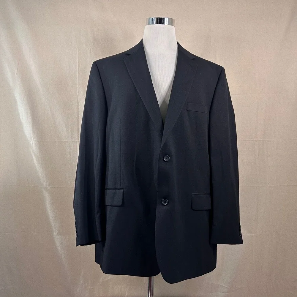 Joseph & Feiss 50L Sport Coat 100% Wool Charcoal Gray Two Button Lined Vented